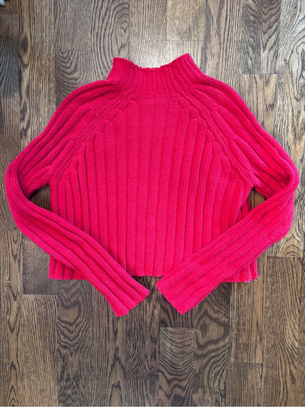 American Eagle Outfitters Red Ribbed Mock Neck Sweater | Medium